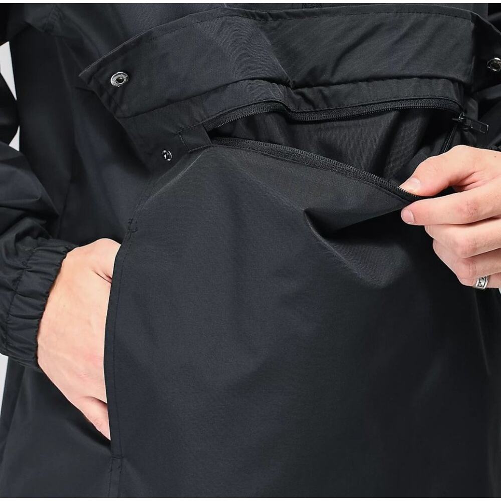 HUF Worldwide Flag Anorak Windbreaker Jacket Black Half Zip Streetwear Large - Picture 3 of 9